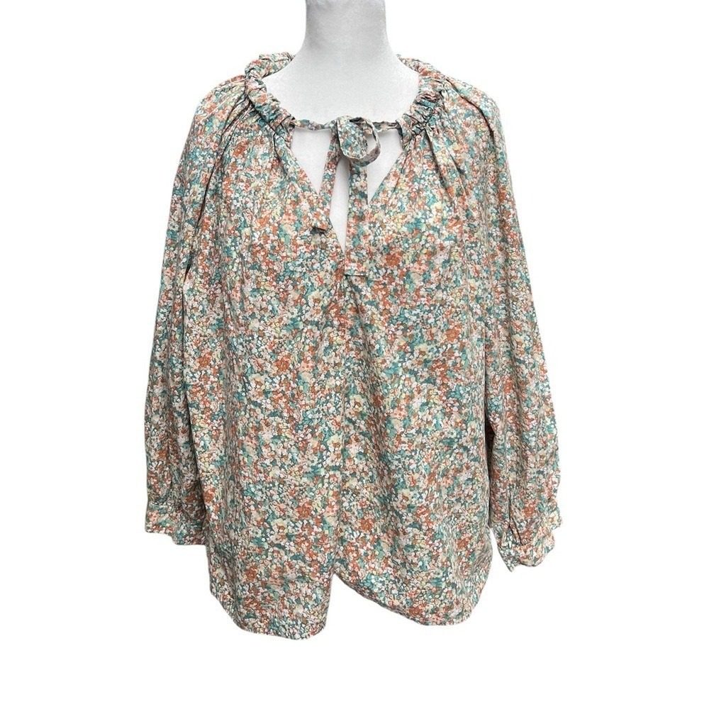 Rails Amal Cassia Tie Neck  Floral‎ Blouse Size Large Boho - Picture 2 of 7